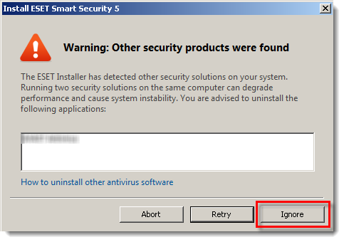 Warning Other security products were found