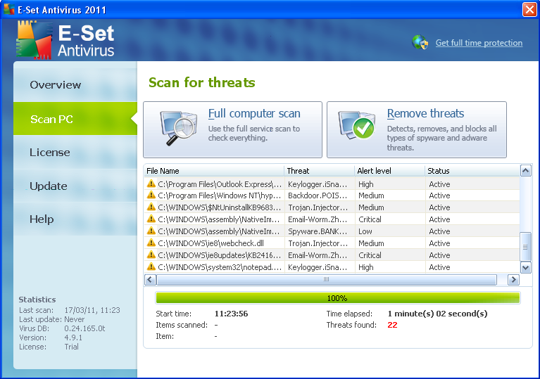 trojan virus Generik.ICX ESET virus scanner notification