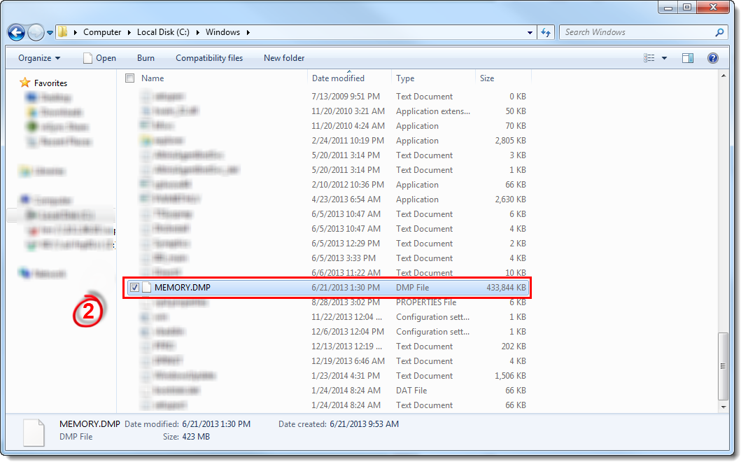 расположение файла дампа памяти ошибки подиума Windows 7