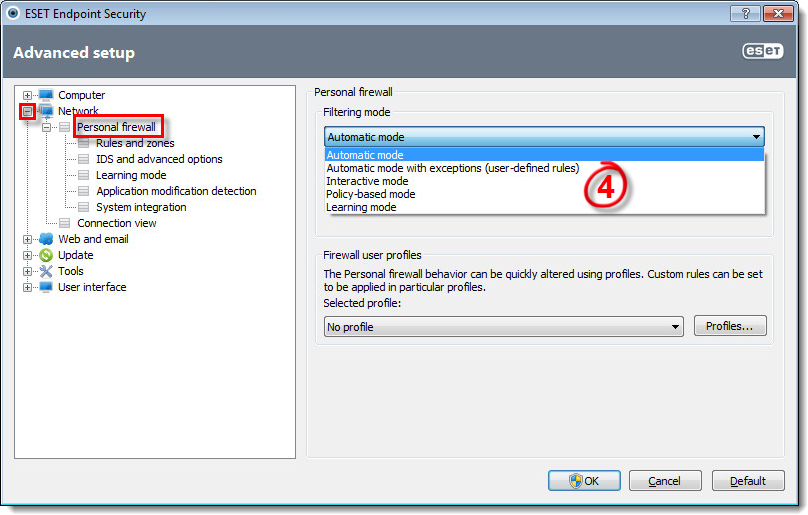 eset endpoint security disable firewall