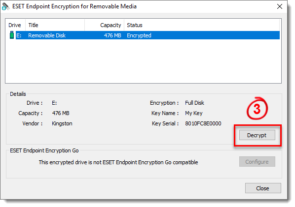 Kb7166 Decrypt A Memory Stick Or External Disk Using Eset Endpoint Encryption
