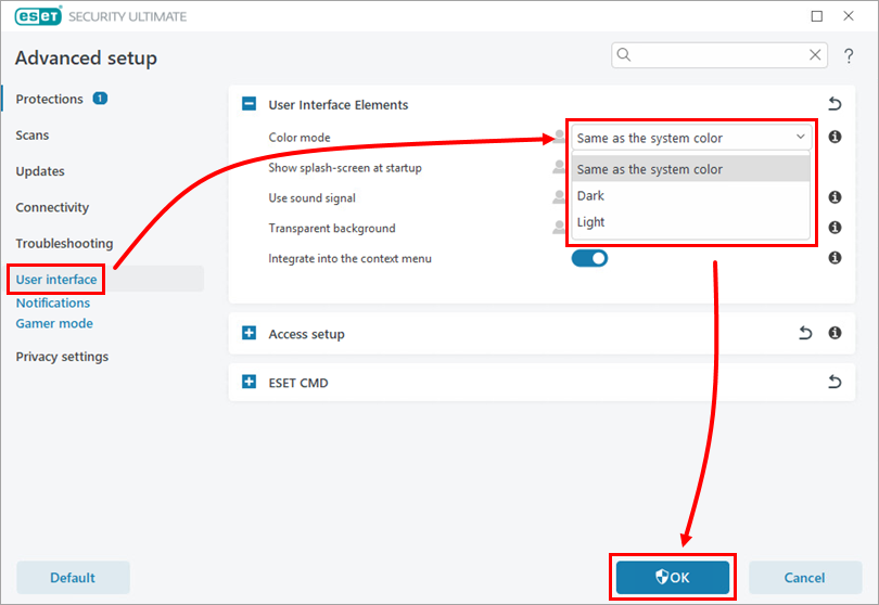 [KB8332] Color mode in ESET Windows home and small office applications ...