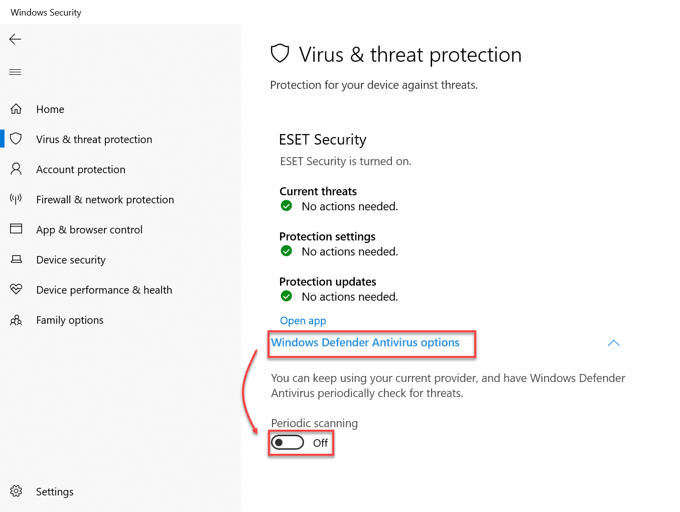 windows defender periodic scanning