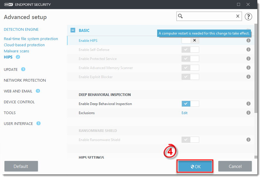 how to disable eset endpoint security