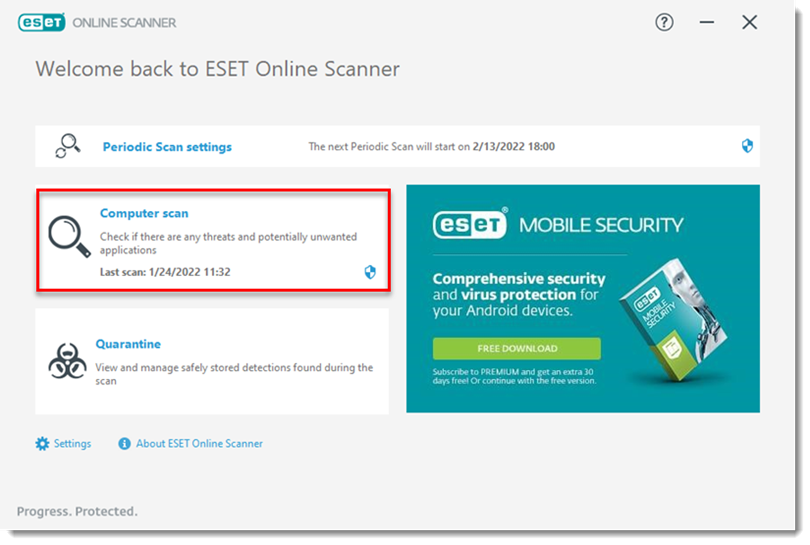 KB2921] Install and run ESET Online