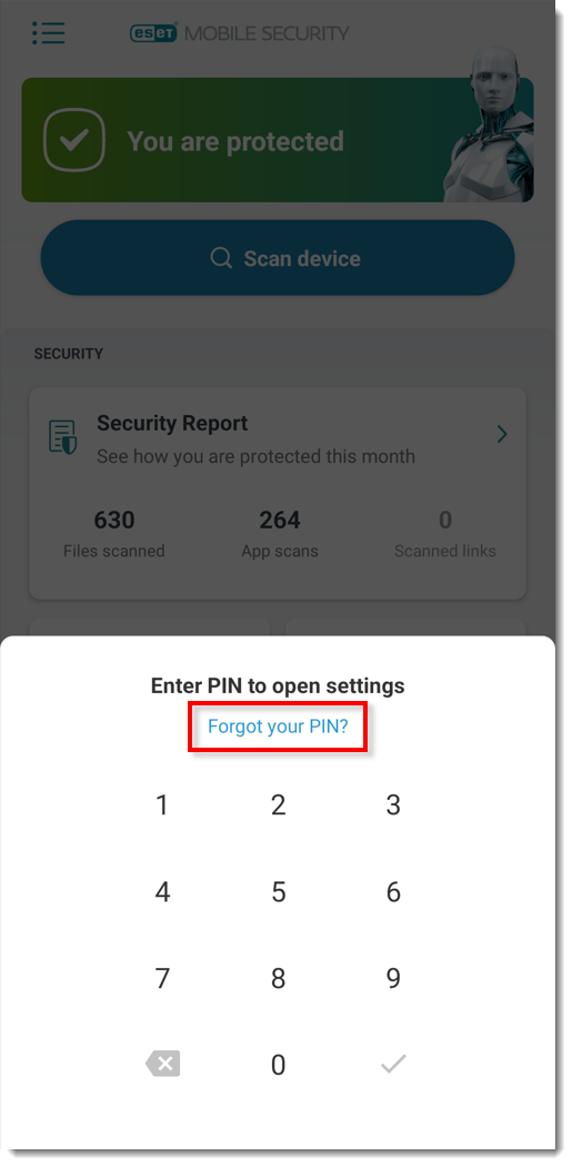 Resgatar código, ESET Mobile Security