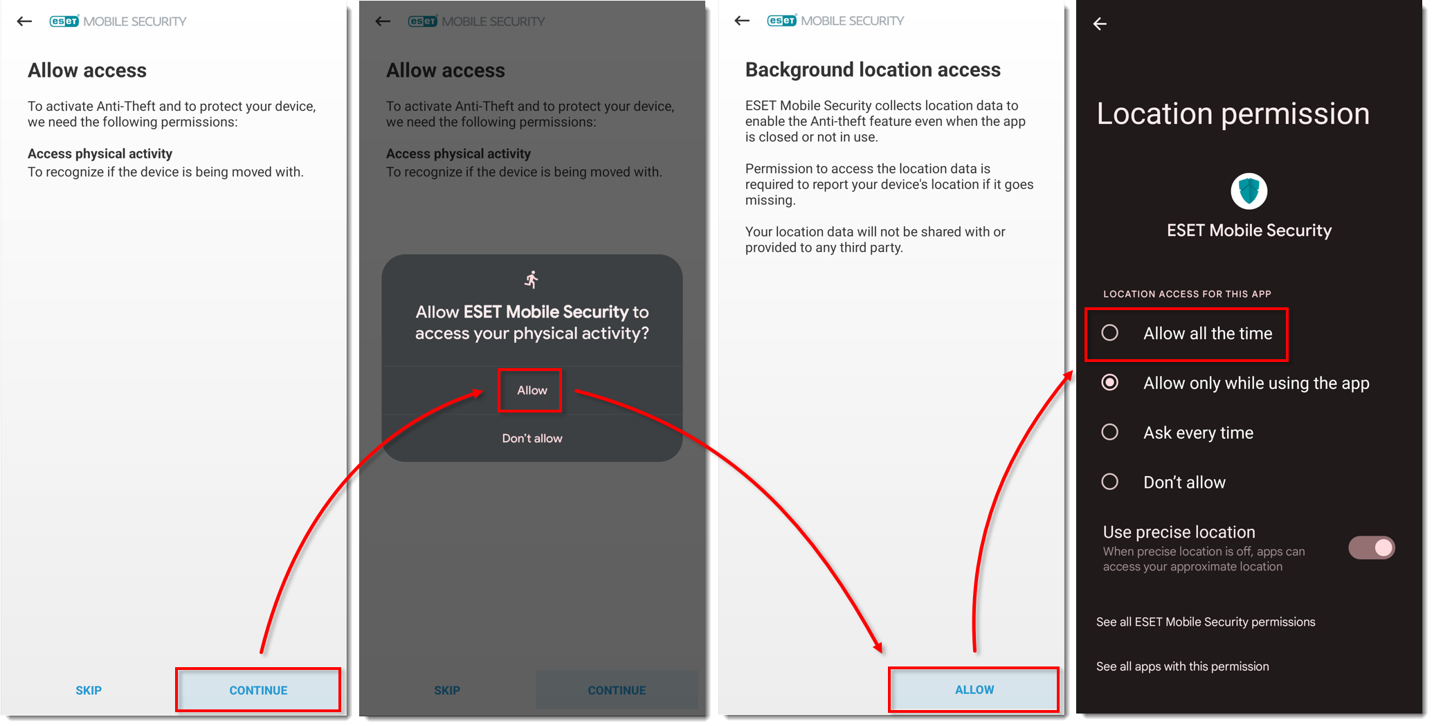 Resgatar código, ESET Mobile Security