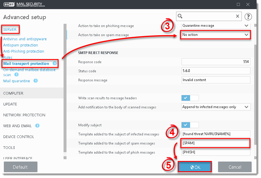 Kb2429 Configure Eset Mail Security To Move Unsolicited Emails Into The User Defined Microsoft Outlook Spam Folder