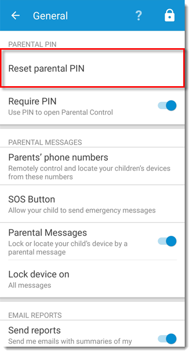 Managing an Easy Access PIN Code, Parents - Mobile