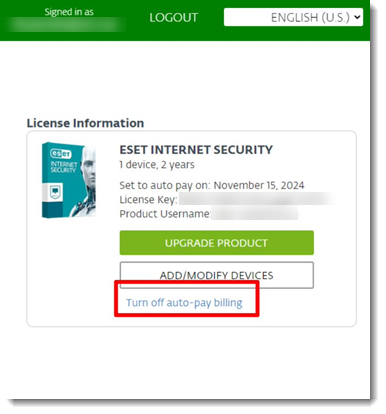 Kb6205 Manage Auto Pay Settings For Your Eset Licenses Us And Canada Customers Only