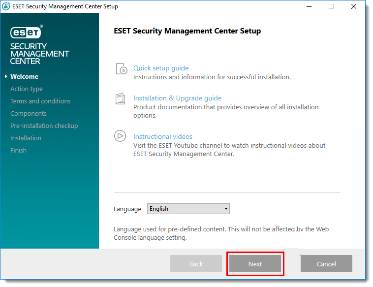 Eset security management center server как обновить