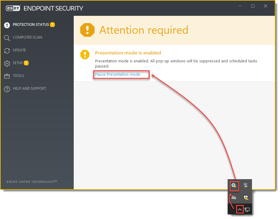 presentation mode eset