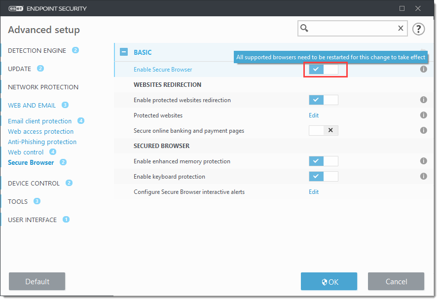 [KB7734] Enable and configure Secure Browser in ESET Endpoint Security ...