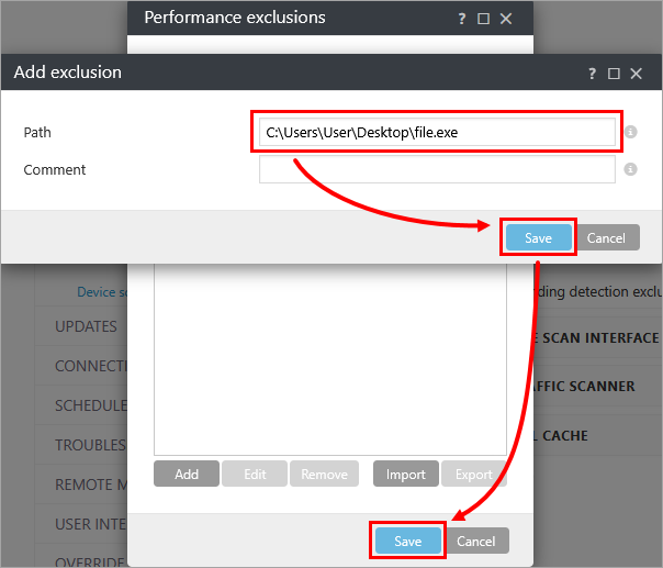 KB7833] Exclude files or folders on endpoints from Real-time