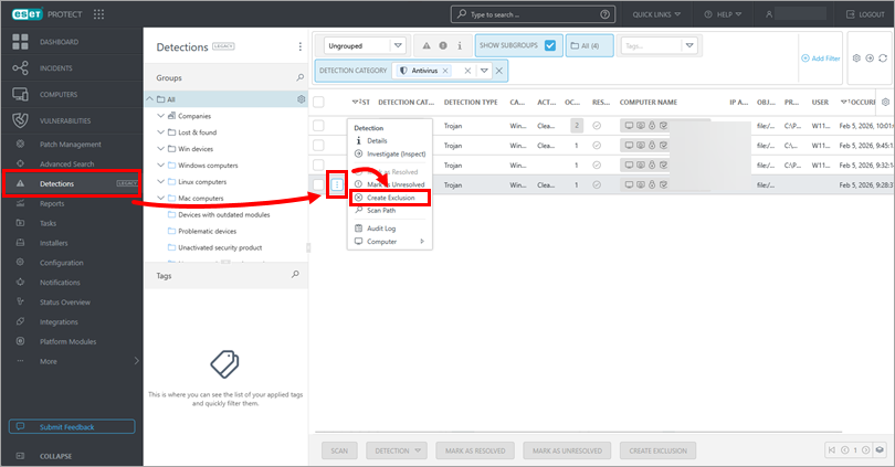 KB7833] Exclude files or folders on endpoints from Real-time