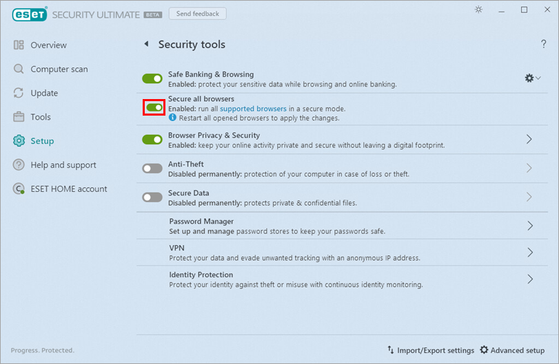 [KB8067] How to use Secure Browser in ESET Windows home products