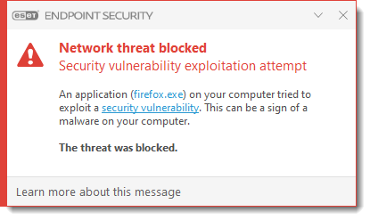 Screenshot: ESET Software blockiert log4j-Angriff